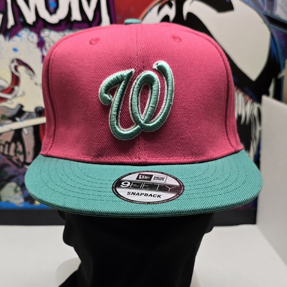 New Era Fuchsia and Teal Snapback Hat